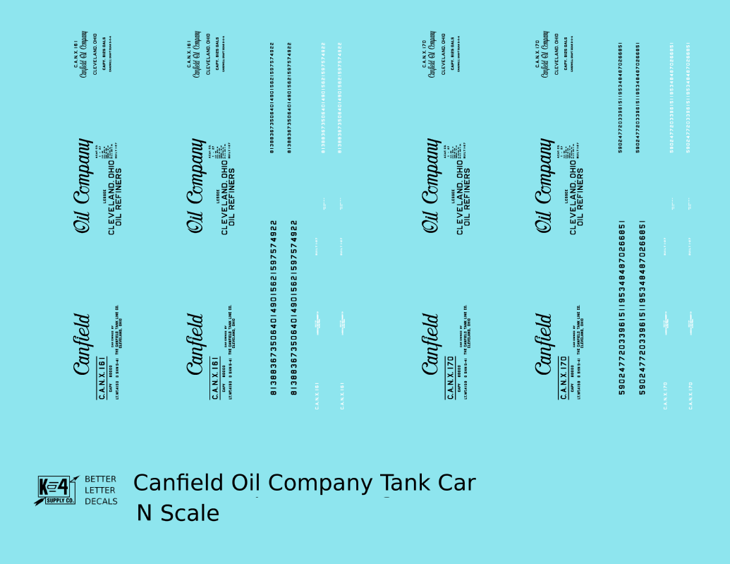 Canfield Oil Company 8000 Gallon Tank Car Black Cleveland Ohio