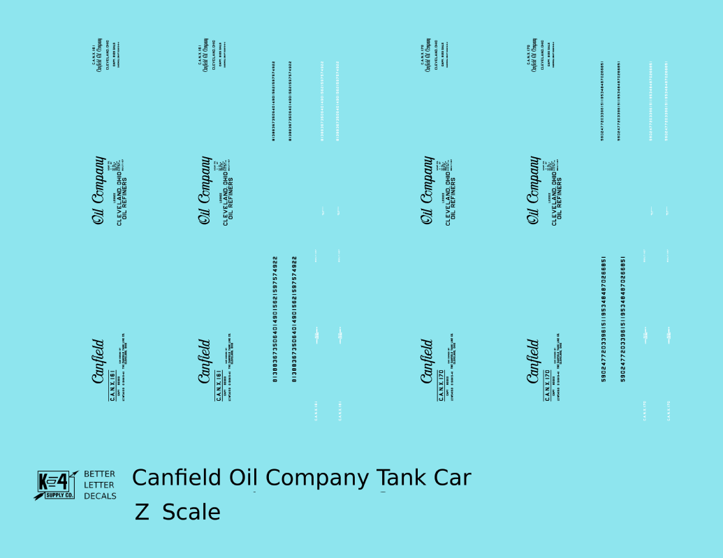 Canfield Oil Company 8000 Gallon Tank Car Black Cleveland Ohio