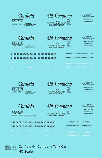 Canfield Oil Company 8000 Gallon Tank Car Black Cleveland Ohio