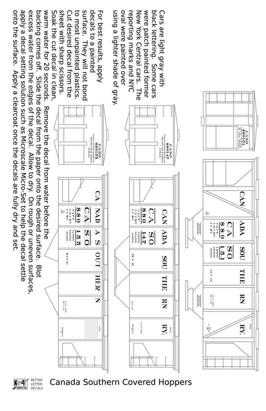 Canada Southern (NYC) Covered Hopper Black NYC-Built - Decal