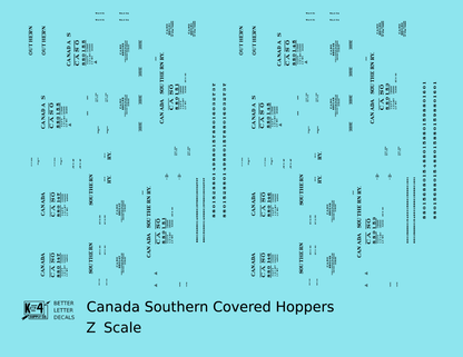 Canada Southern (NYC) Covered Hopper Black NYC-Built - Decal - Choose Scale
