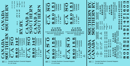 Canada Southern (NYC) Covered Hopper Black NYC-Built - Decal - Choose Scale
