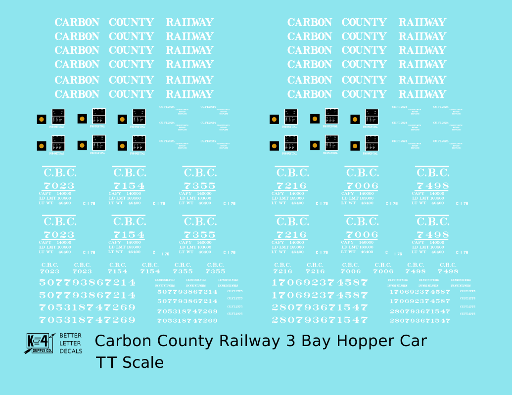 Carbon County Railway Three Bay Hopper White Utah