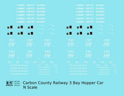 Carbon County Railway Three Bay Hopper White Utah