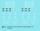 Carbon County Railway Three Bay Hopper White Utah