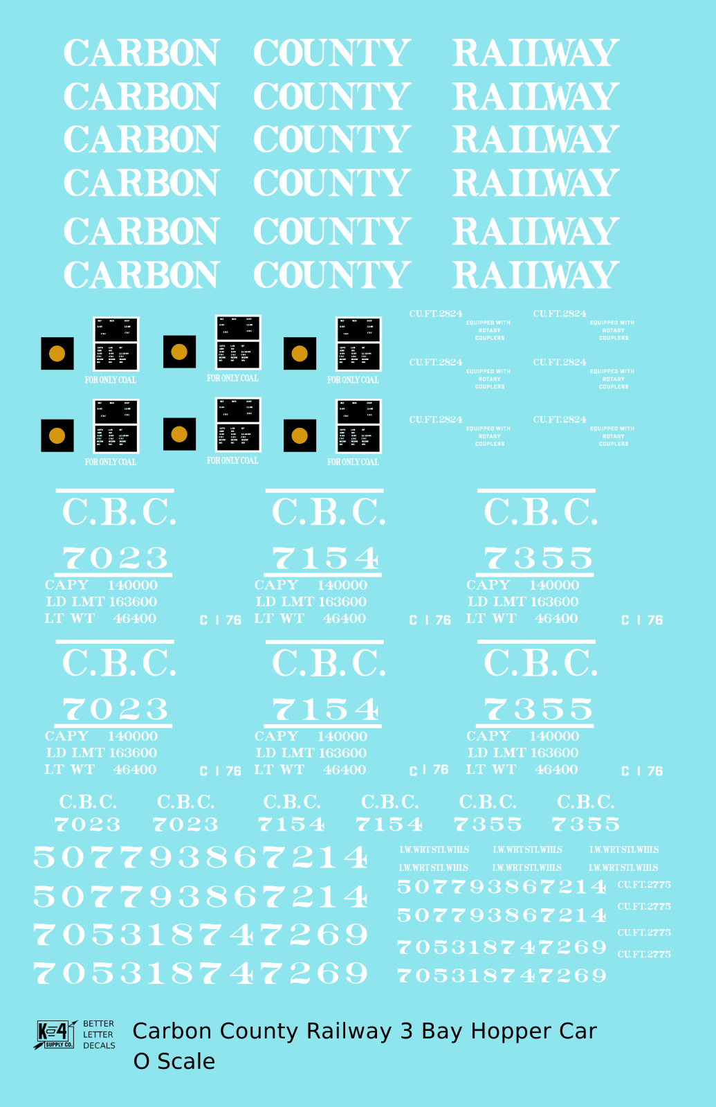 Carbon County Railway Three Bay Hopper White Utah