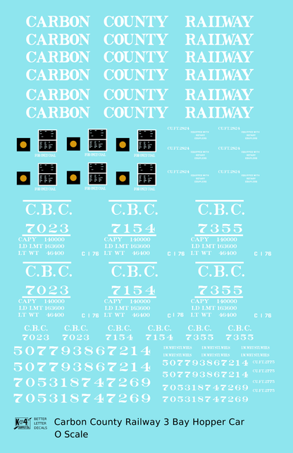 Carbon County Railway Three Bay Hopper White Utah
