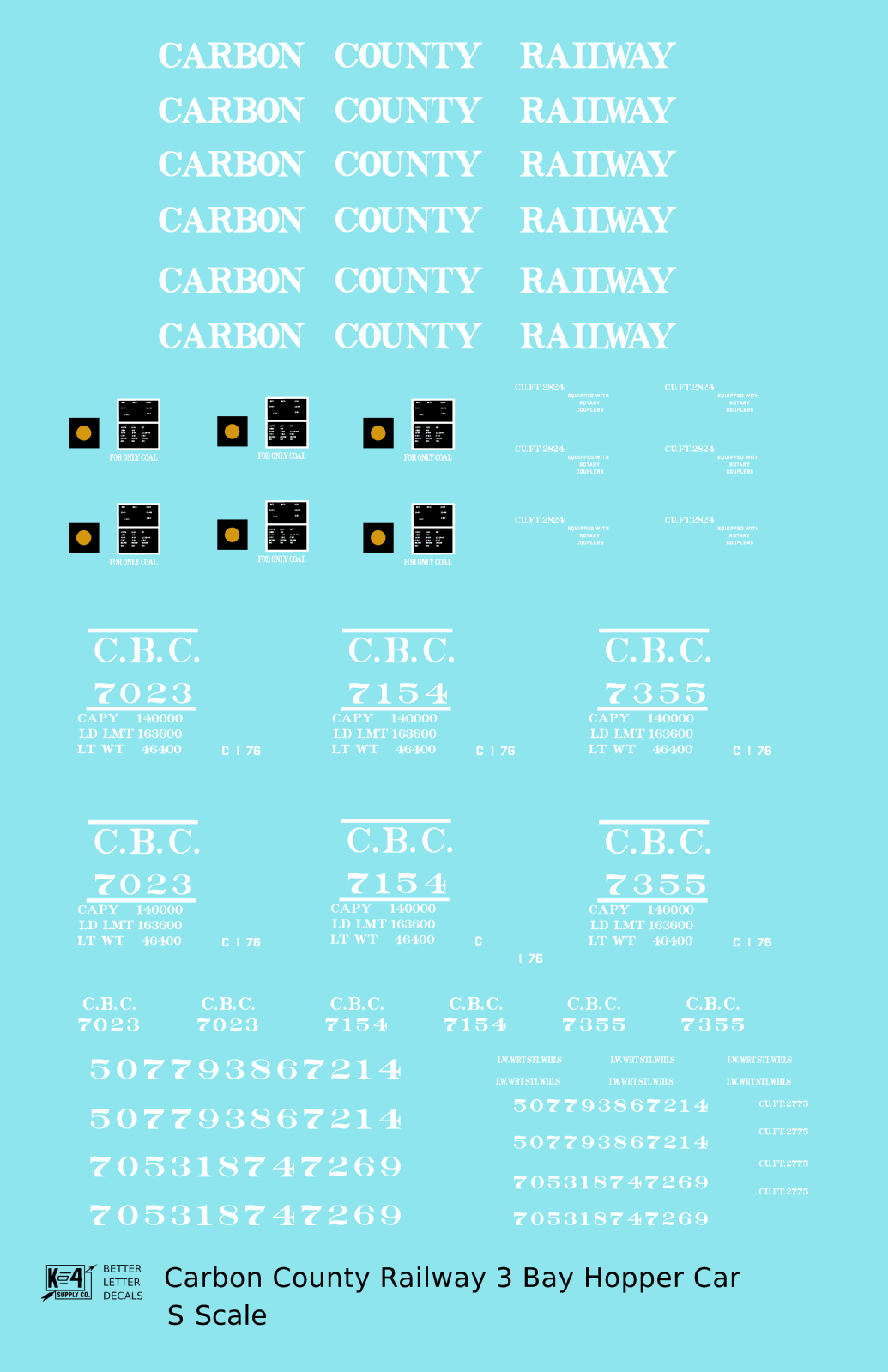Carbon County Railway Three Bay Hopper White Utah