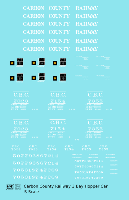Carbon County Railway Three Bay Hopper White Utah