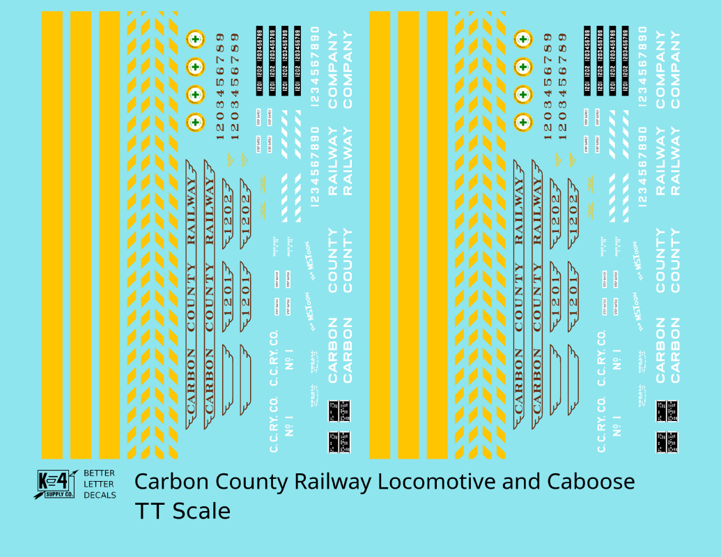 Carbon County Railway EMD Diesel Switcher and Caboose Tuscan