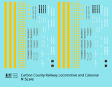 Carbon County Railway EMD Diesel Switcher and Caboose Tuscan  - Decal - Choose Scale