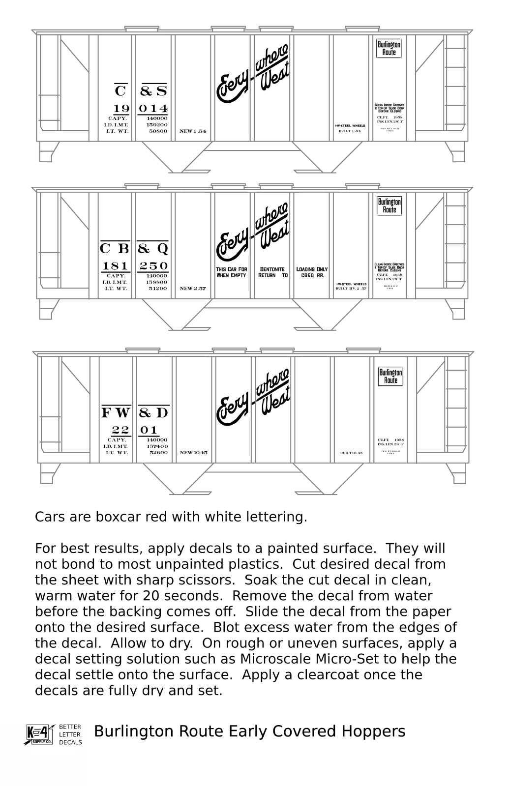Burlington CB&Q Two Bay Covered Hopper White Script Lettering