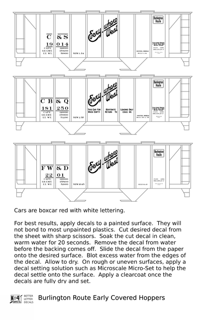 Burlington CB&Q Two Bay Covered Hopper White Script Lettering