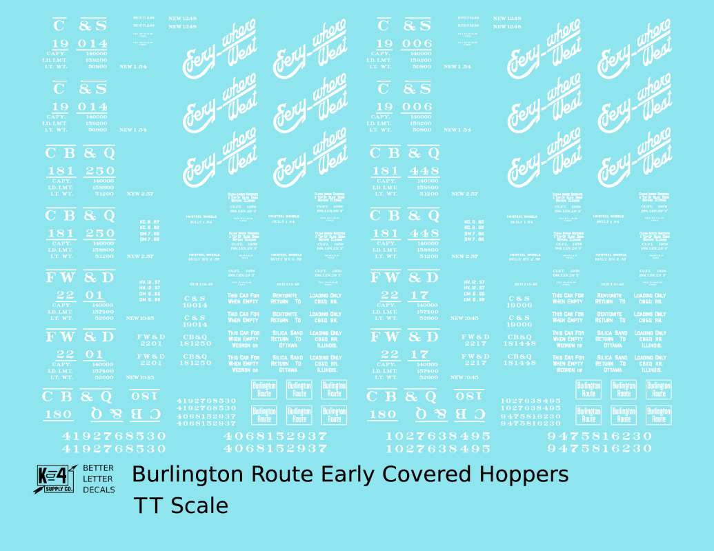 Burlington CB&Q Two Bay Covered Hopper White Script Lettering