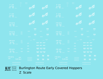 Burlington CB&Q Two Bay Covered Hopper White Script Lettering