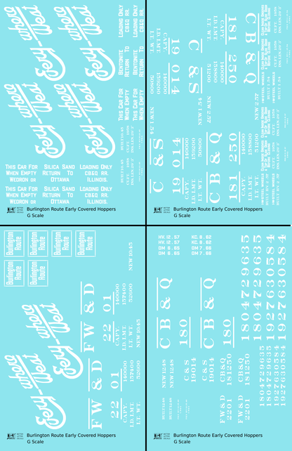 Burlington CB&Q Two Bay Covered Hopper White Script Lettering