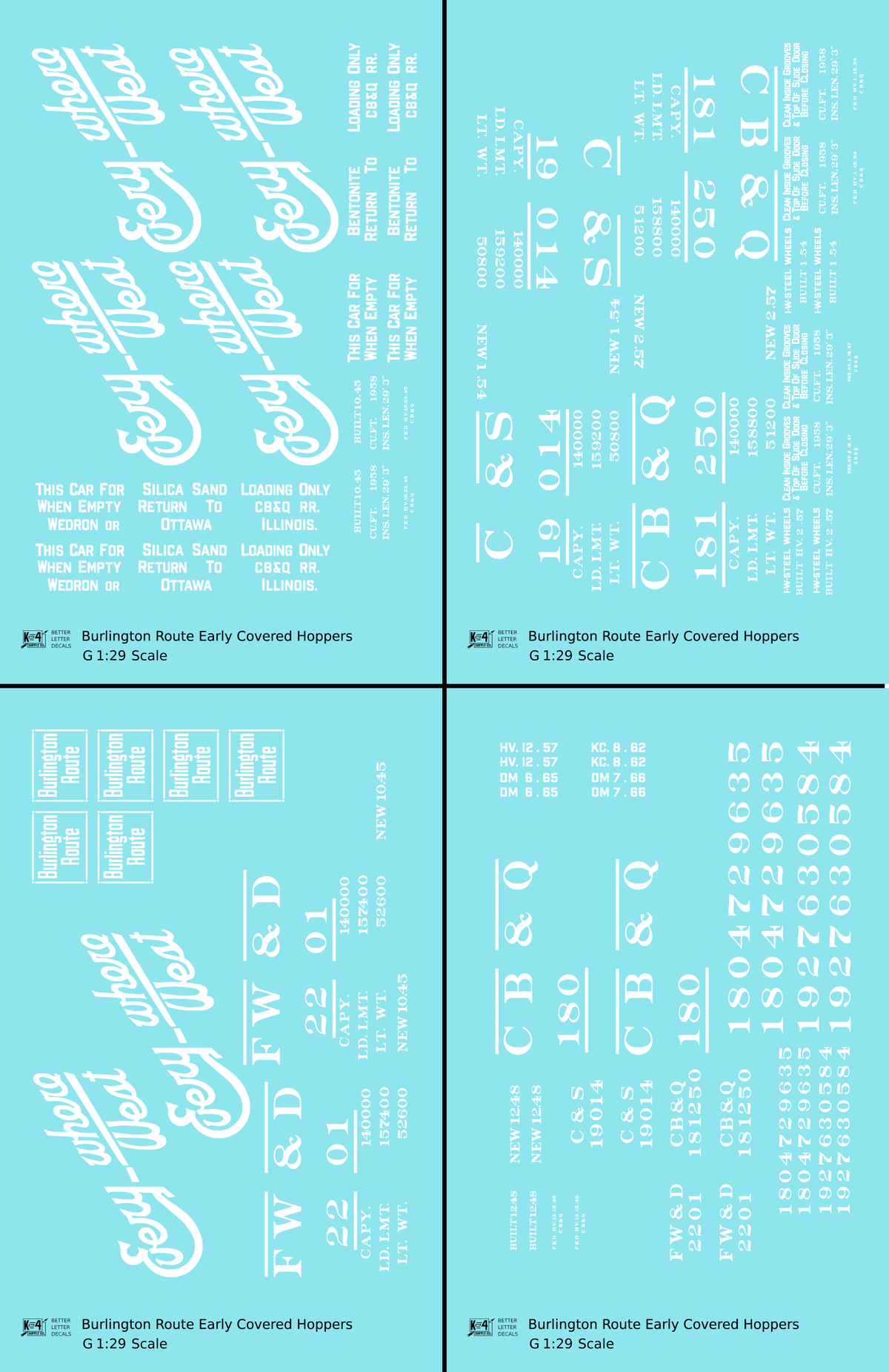 Burlington CB&Q Two Bay Covered Hopper White Script Lettering