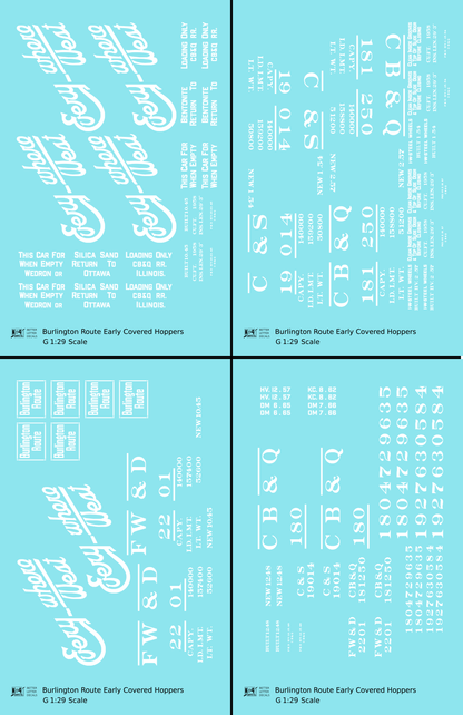 Burlington CB&Q Two Bay Covered Hopper White Script Lettering