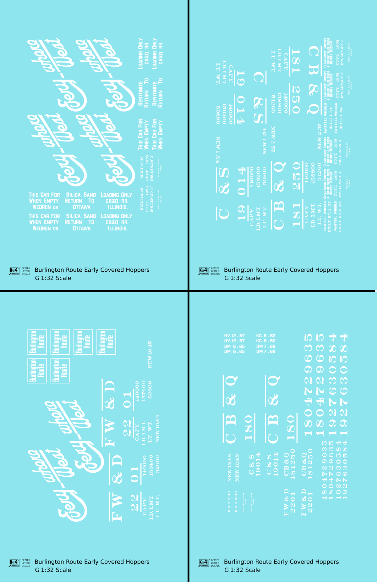 Burlington CB&Q Two Bay Covered Hopper White Script Lettering