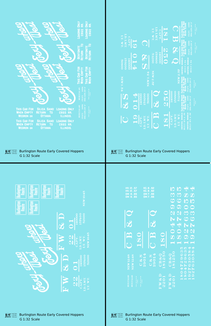 Burlington CB&Q Two Bay Covered Hopper White Script Lettering