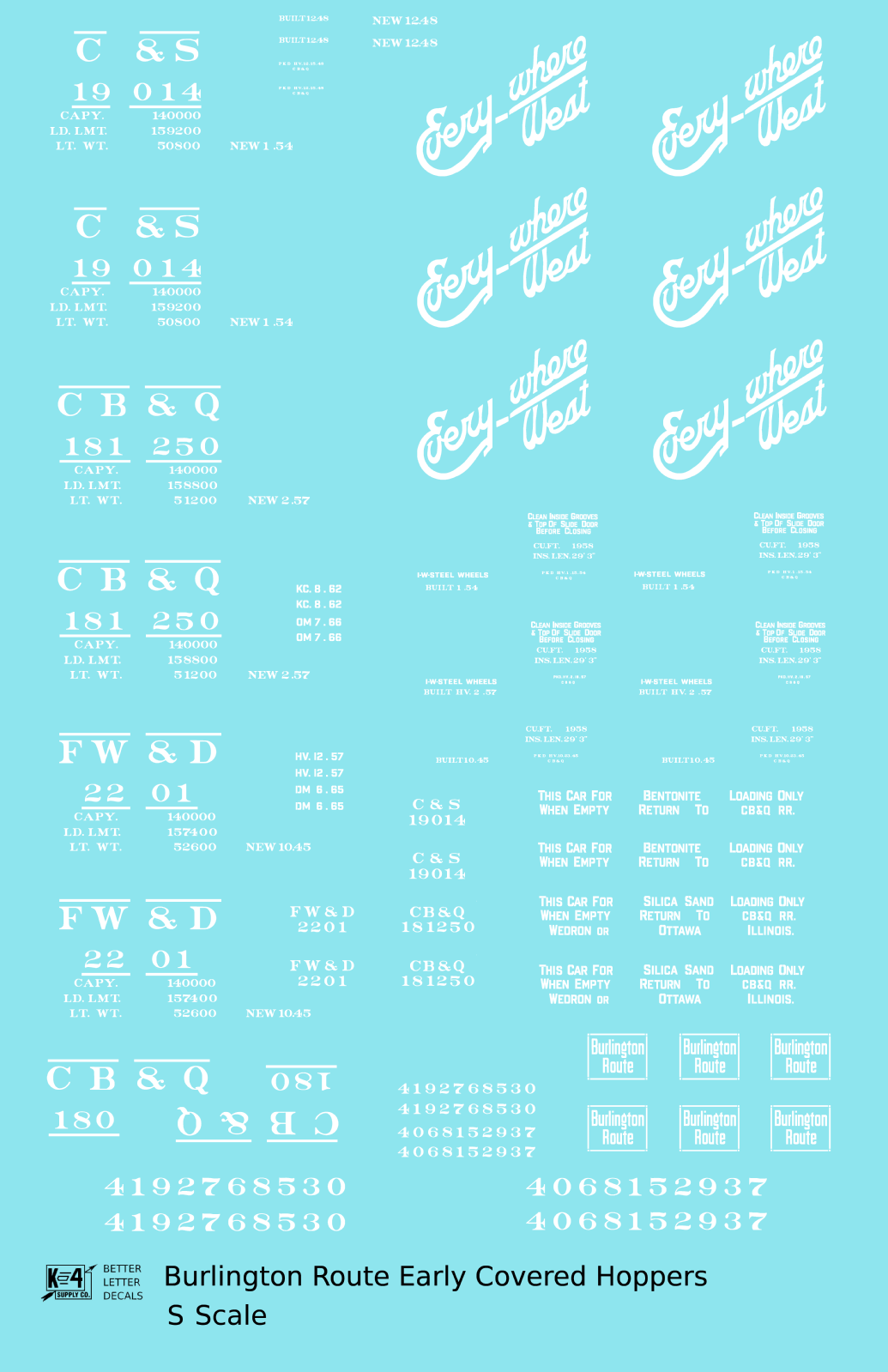 Burlington CB&Q Two Bay Covered Hopper White Script Lettering