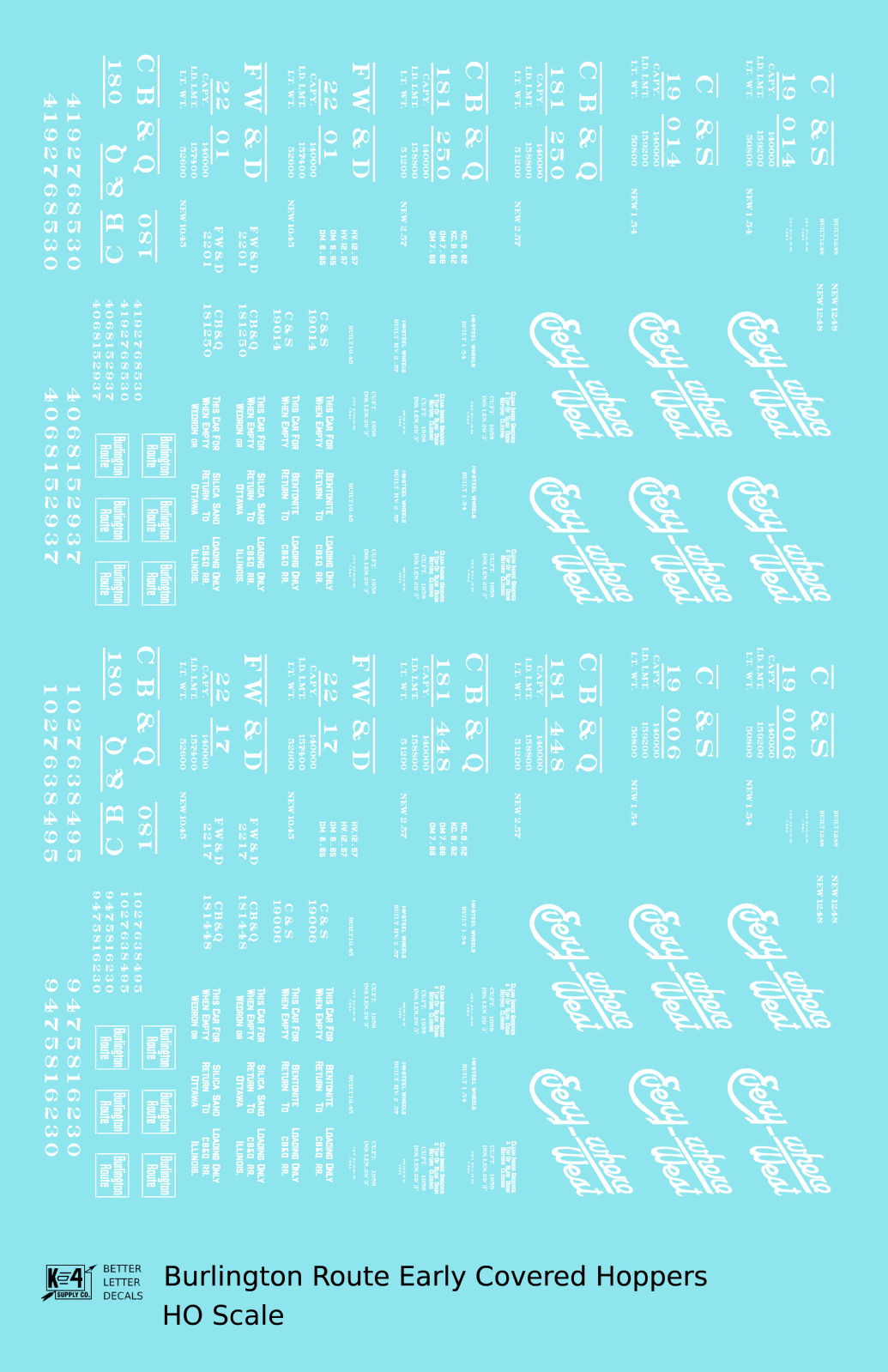 Burlington CB&Q Two Bay Covered Hopper White Script Lettering