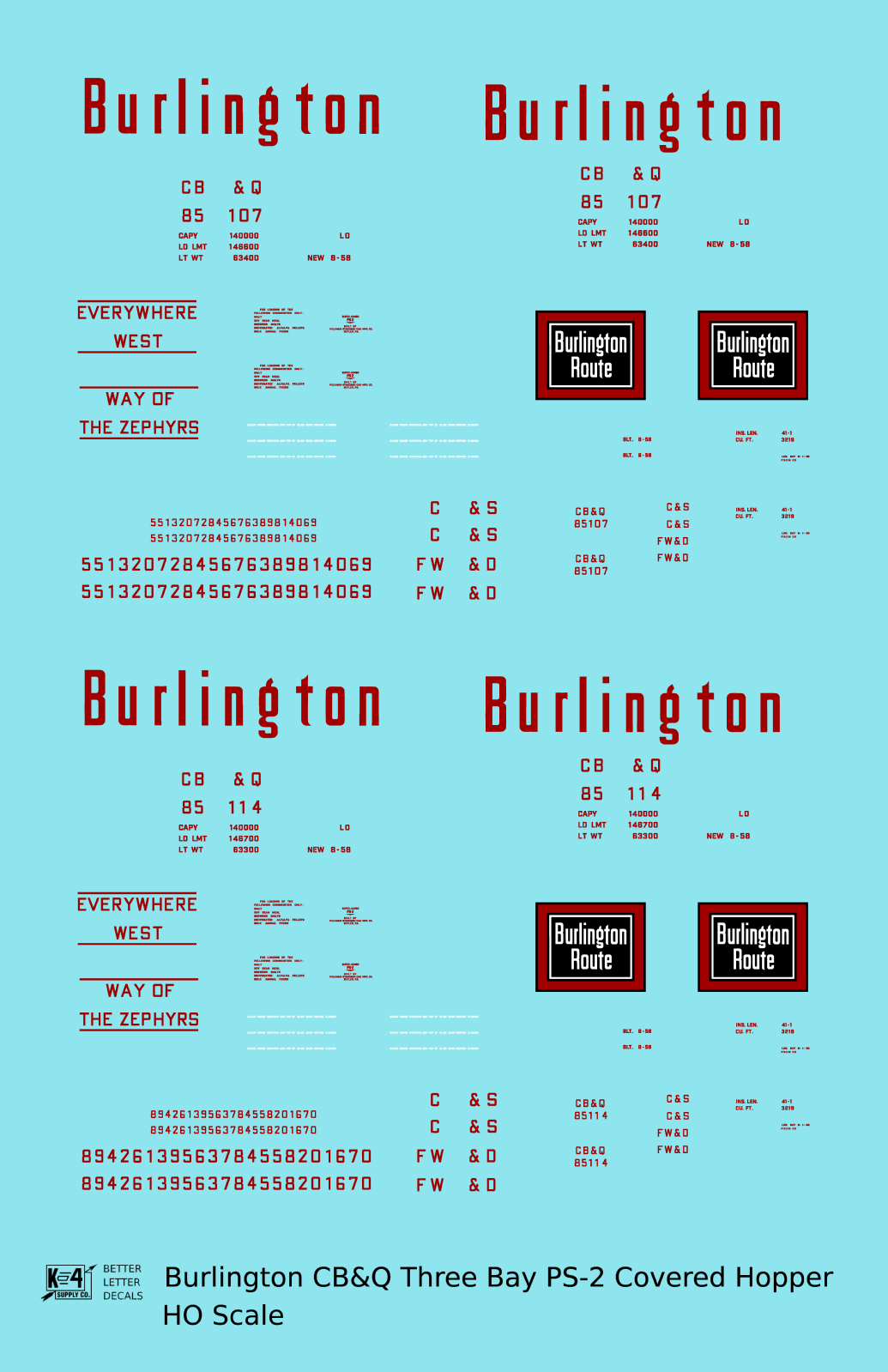 Burlington CB&Q PS2 3 Bay Covered Hopper Red