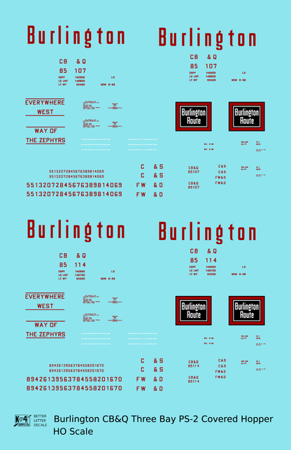 Burlington CB&Q PS2 3 Bay Covered Hopper Red