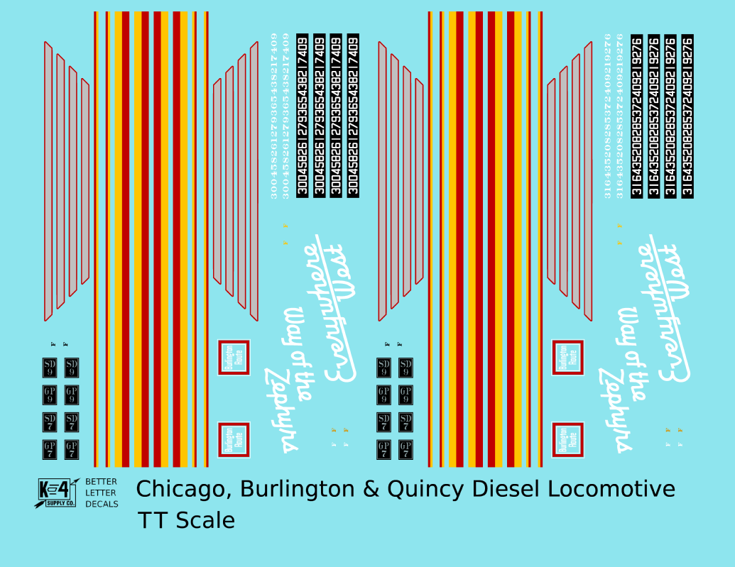 Burlington CB&Q Blackbird EMD Hood Diesel Red Yellow and Gray