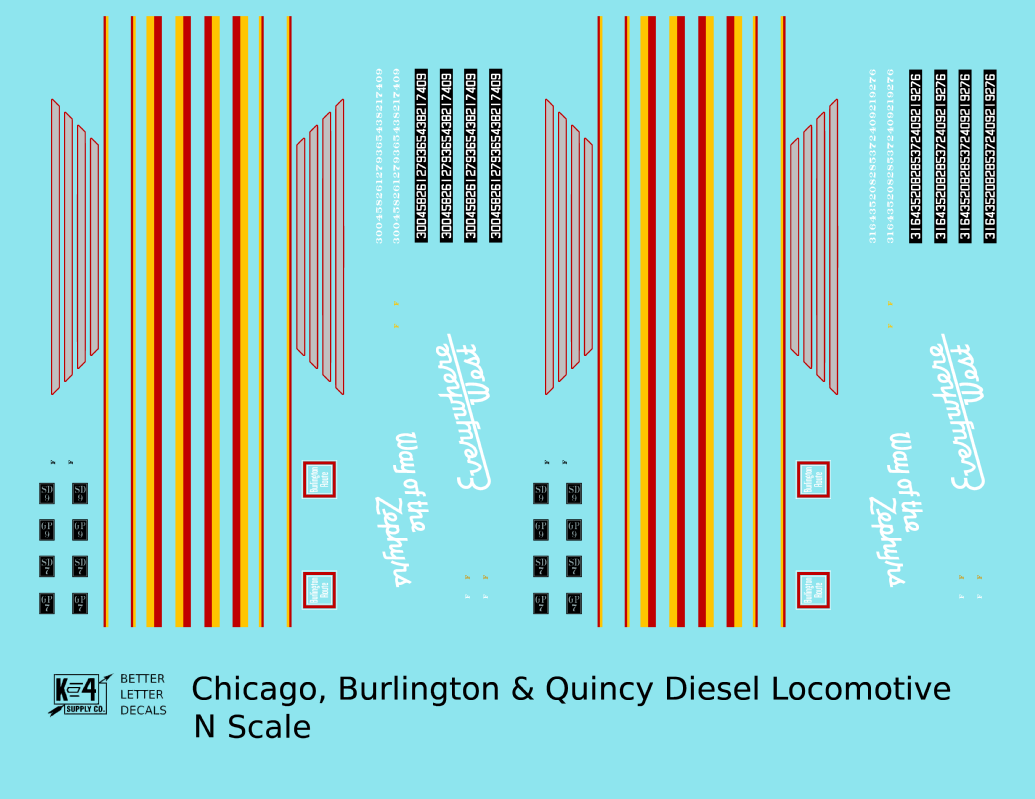 Burlington CB&Q Blackbird EMD Hood Diesel Red Yellow and Gray