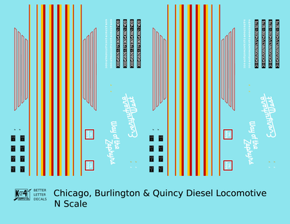 Burlington CB&Q Blackbird EMD Hood Diesel Red Yellow and Gray