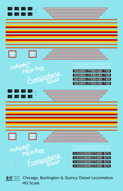 Burlington CB&Q Blackbird EMD Hood Diesel Red Yellow and Gray