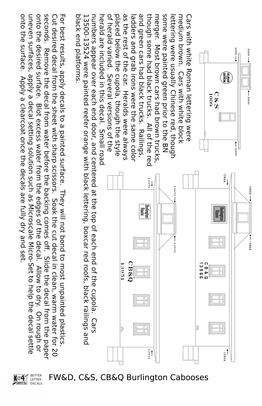 CB&Q FW&D, C&S Burlington Route Caboose White and Black