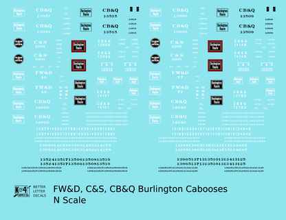 CB&Q FW&D, C&S Burlington Route Caboose White and Black