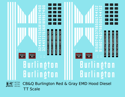 Burlington CB&Q EMD Diesel Locomotive White Red/Gray Scheme