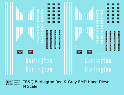 Burlington CB&Q EMD Diesel Locomotive White Red/Gray Scheme