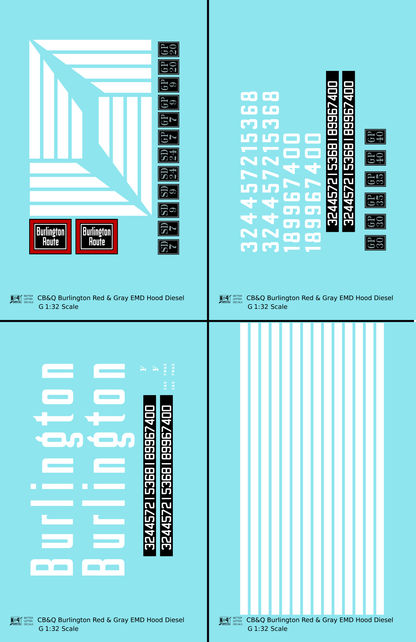 Burlington CB&Q EMD Diesel Locomotive White Red/Gray Scheme