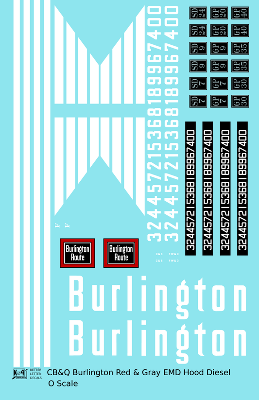 Burlington CB&Q EMD Diesel Locomotive White Red/Gray Scheme