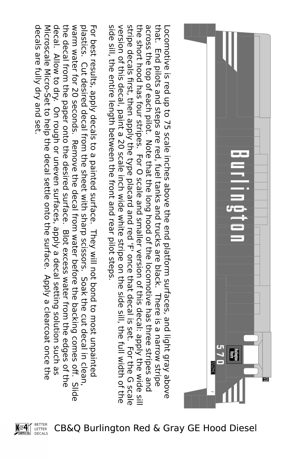 Burlington CB&Q GE Diesel Locomotive White Red/Gray Scheme
