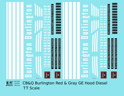 Burlington CB&Q GE Diesel Locomotive White Red/Gray Scheme