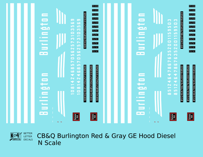 Burlington CB&Q GE Diesel Locomotive White Red/Gray Scheme