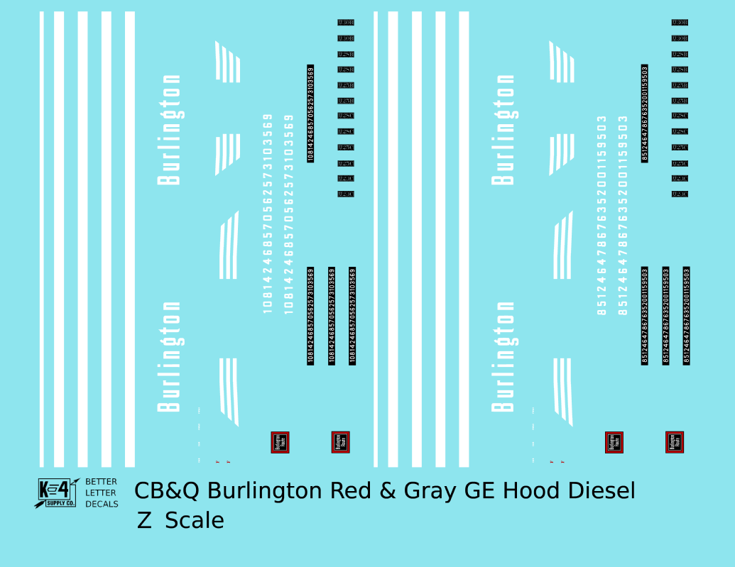 Burlington CB&Q GE Diesel Locomotive White Red/Gray Scheme