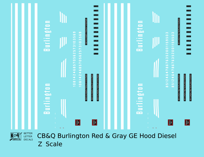 Burlington CB&Q GE Diesel Locomotive White Red/Gray Scheme