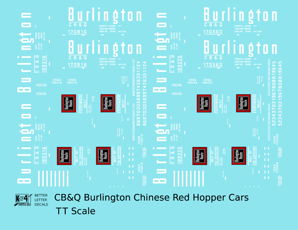 Burlington CB&Q Chinese Red Hopper Car White
