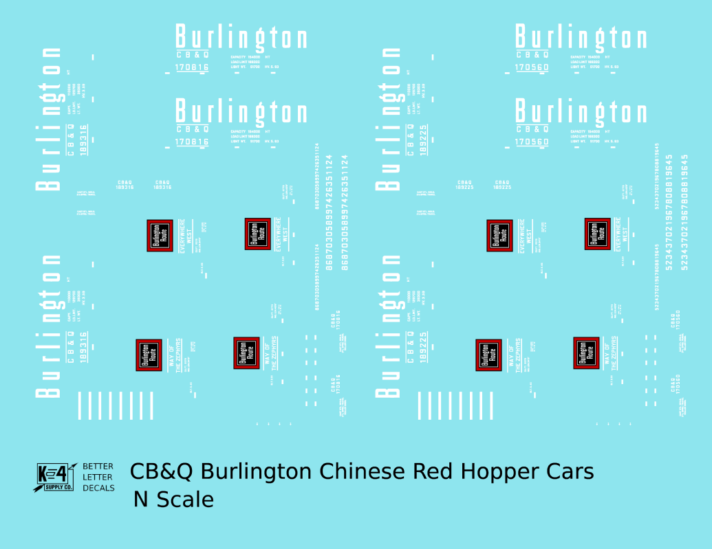 Burlington CB&Q Chinese Red Hopper Car White