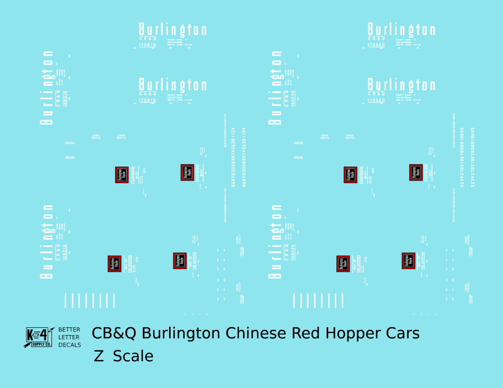 Burlington CB&Q Chinese Red Hopper Car White