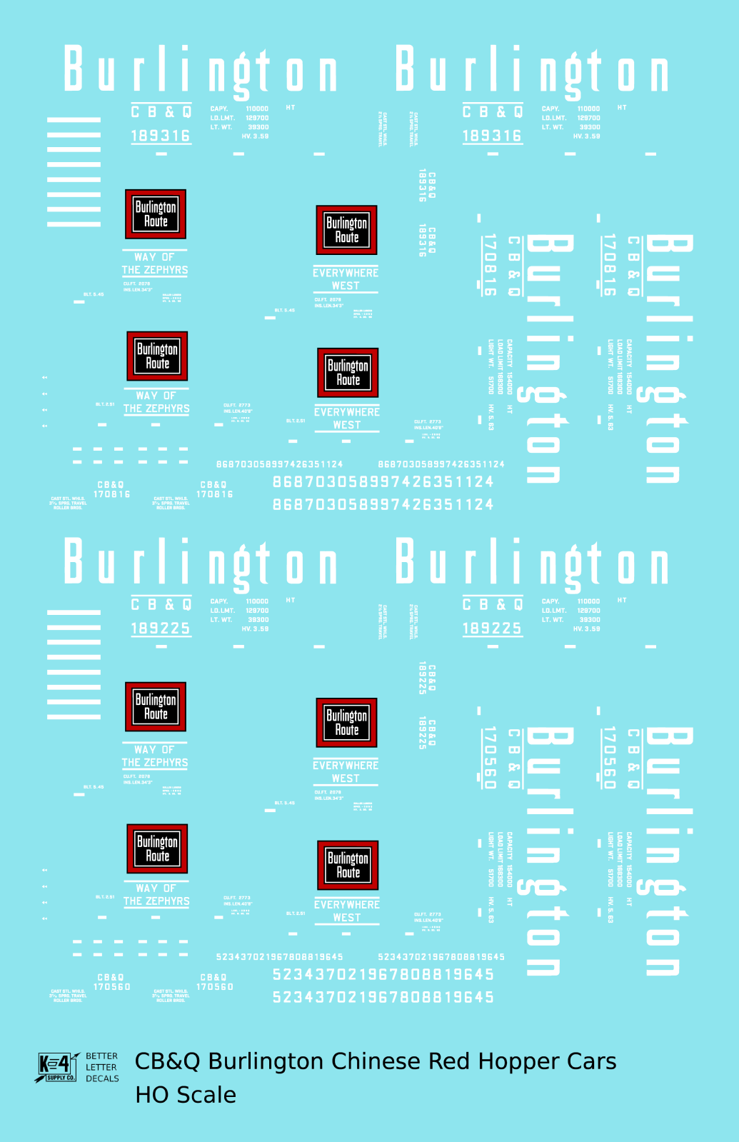 Burlington CB&Q Chinese Red Hopper Car White