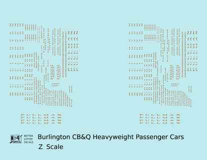 Burlington CB&Q Heavyweight Passenger Car Bronze Gold Roman Lettering