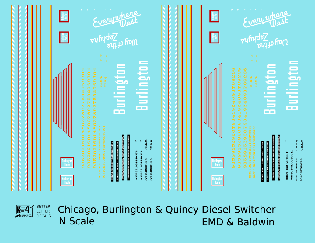 Burlington CB&Q EMD Or Baldwin Diesel Switcher Red Yellow and Gray
