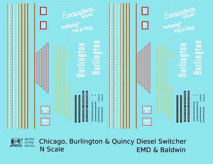 Burlington CB&Q EMD Or Baldwin Diesel Switcher Red Yellow and Gray